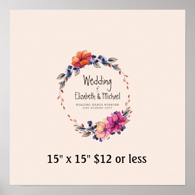 Fingeravtryck Träd Krans Lila Orange Gästbok Poster (Framsidan)