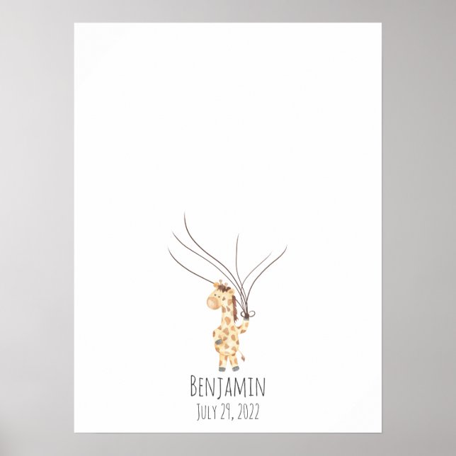 Fingeravtrycks-gästbok för baby-giraffer poster (Framsidan)