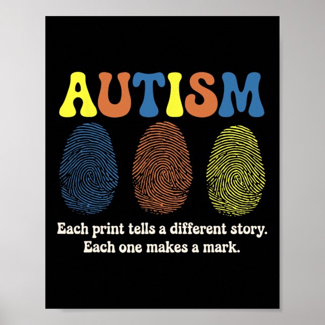 Fingeravtrycksautism Varje utskrift har en annan p Poster (Framsidan)