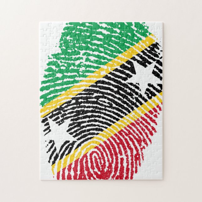 Fingeravtrycksflagga för Saint Kitts. Pussel (Vertikal)