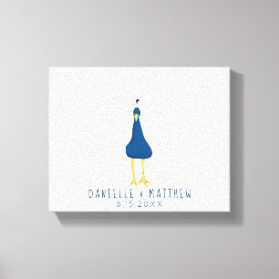 Fingeravtryckstumavtryck Peacock Svan Bröllop Canvastryck