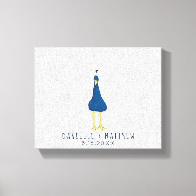 Fingeravtryckstumavtryck Peacock Svan Bröllop Canvastryck (Framsida)