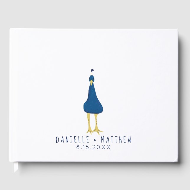 Fingeravtryckstumavtryck Peacock Svan Bröllop Gästböcker (Framsida)