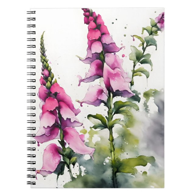 Fingerborgsblomma - Akvarellblommor Anteckningsbok (Framsidan)