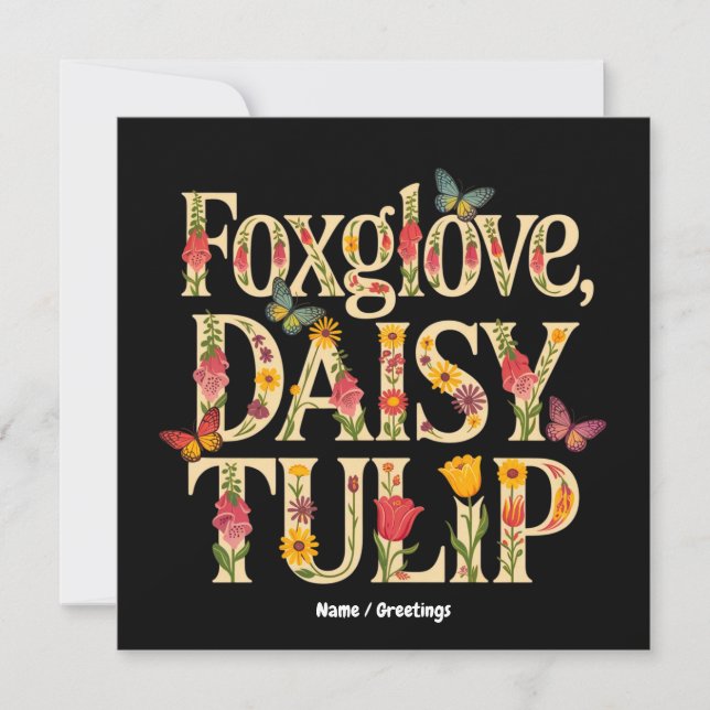 Fingerborgsblomma Tusenskönor Tulpan Blommig Vildb Inbjudningar (Framsida)