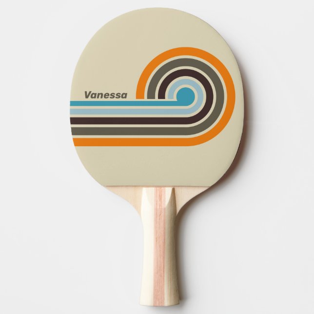 Fingerborgsröda lockiga ränder med namn pingisracket (Framsidan)