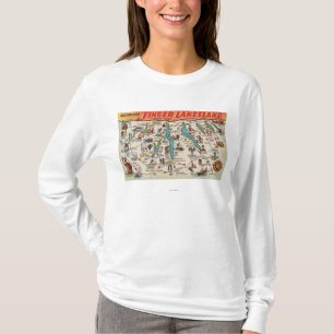 Fingerlakes New York - specificerad karta T-shirt