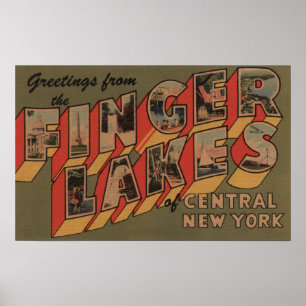 Fingerlakes New York - stora brevplatser Poster