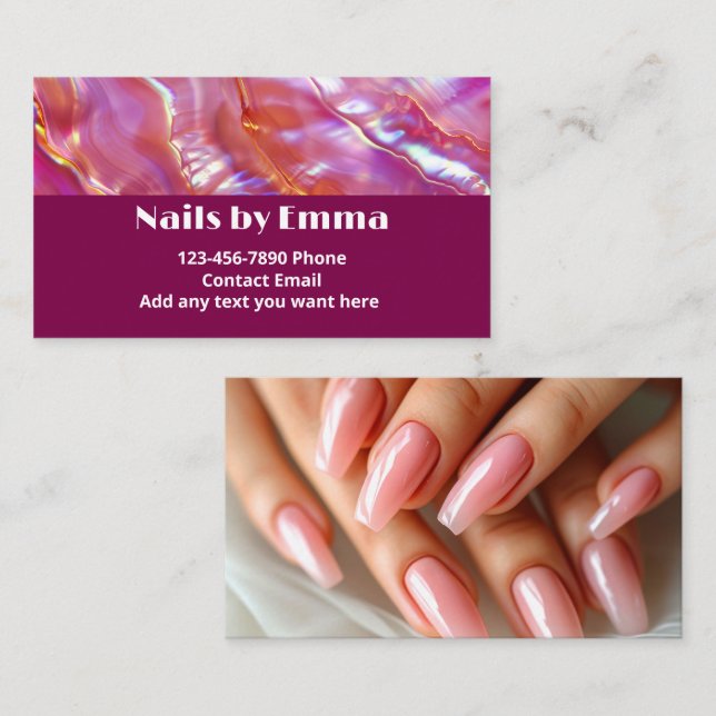 Fingernails Nail Technician Beauty Manicucian Visitkort (Fram/baksida)