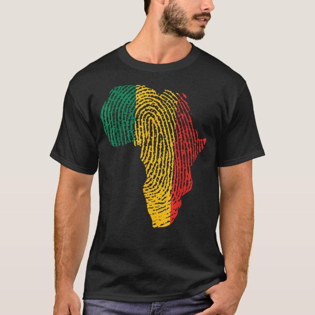 Fingerprint Black History Month Afro African Pride T Shirt (Framsida)