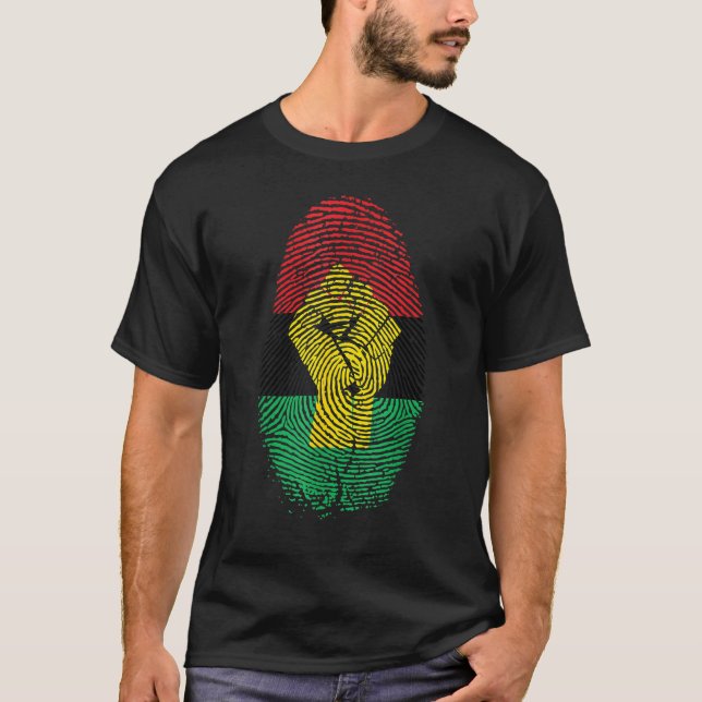 Fingerprint Black History Month Afro African Pride T Shirt (Framsida)
