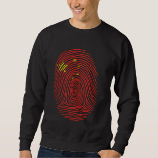 Fingerprint China Flagga Proud Chinese Lång Ärmad Tröja