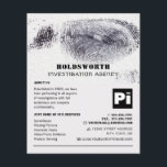 Fingerprint Design, Privat detektiver Flygblad<br><div class="desc">Fingeravtrycksdesign,  Fingeravtrycksutredare Flyer från Affärskortet Store.</div>
