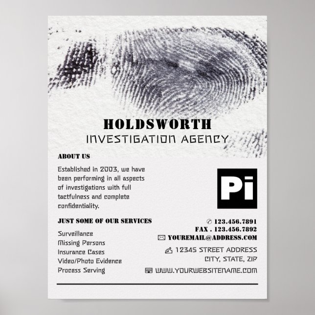 Fingerprint Design, Privat detektiver Poster (Framsidan)