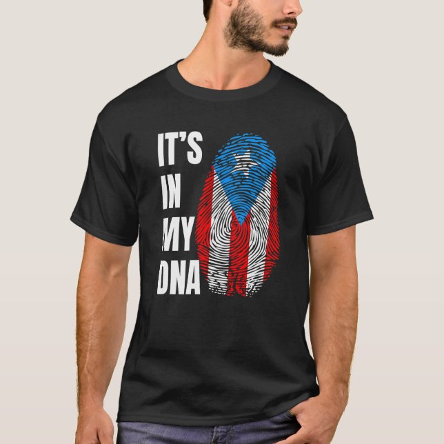 Fingerprint DNA Biometry Boricua Flag Puerto Rico T Shirt (Framsida)