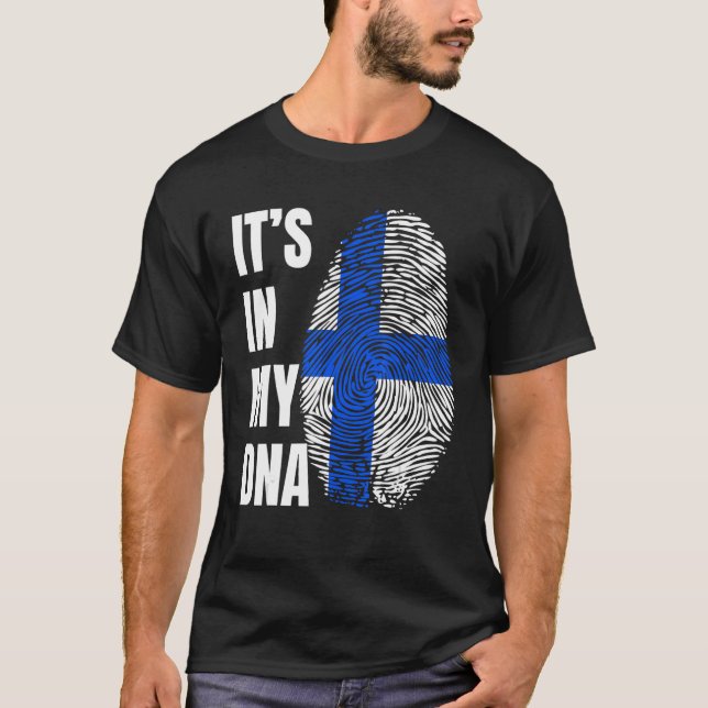 Fingerprint DNA Biometry Finska Finland T Shirt (Framsida)