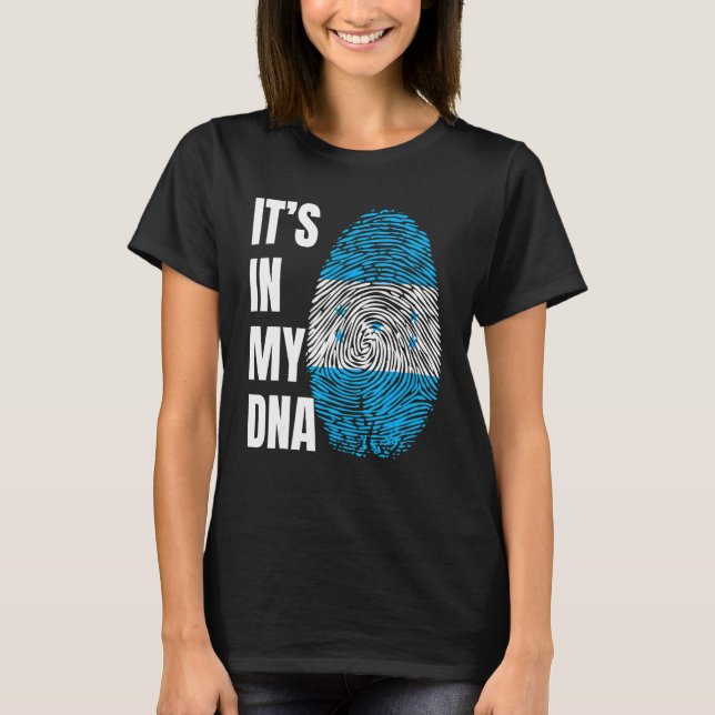 Fingerprint DNA Biometry Flag Honduras T Shirt (Framsida)