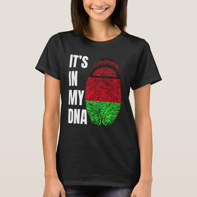 Fingerprint DNA Biometry Flag Malawi T Shirt (Framsida)