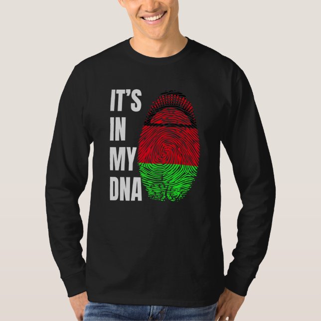 Fingerprint DNA Biometry Flag Malawi   T Shirt (Framsida)
