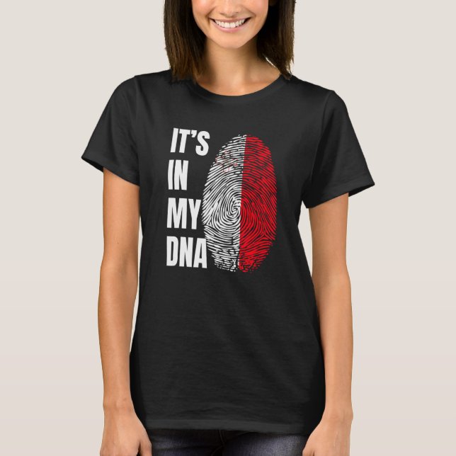 Fingerprint DNA Biometry Flag Malta   T Shirt (Framsida)