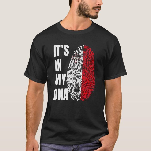 Fingerprint DNA Biometry Flag Malta   T Shirt (Framsida)