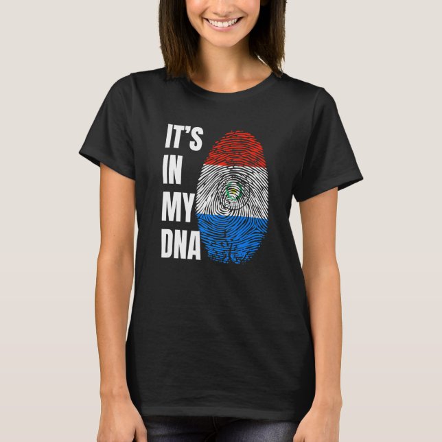 Fingerprint DNA Biometry Flag Paraguay   T Shirt (Framsida)