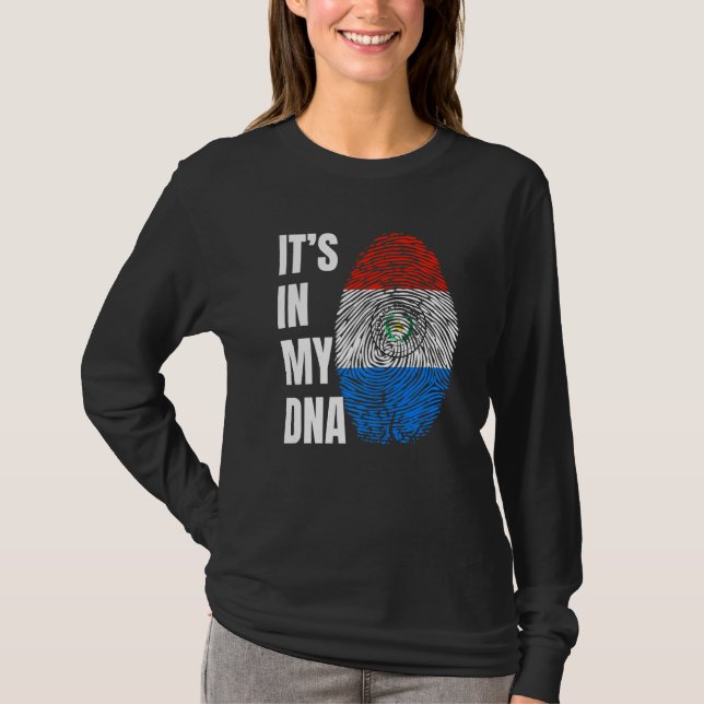 Fingerprint DNA Biometry Flag Paraguay   T Shirt (Framsida)