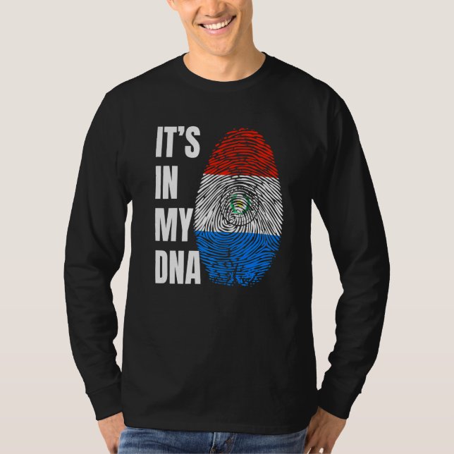 Fingerprint DNA Biometry Flag Paraguay   T Shirt (Framsida)