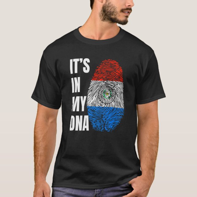 Fingerprint DNA Biometry Flag Paraguay   T Shirt (Framsida)