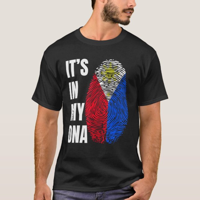 Fingerprint DNA Biometry Flag Philippines T Shirt (Framsida)