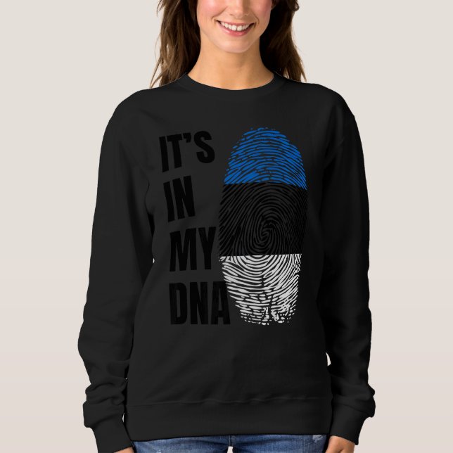 Fingerprint DNA Biometry Flagga Estland T Shirt (Framsida)