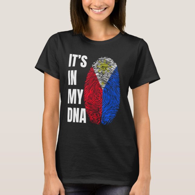 Fingerprint DNA Biometry Flagga Filippinerna T Shirt (Framsida)