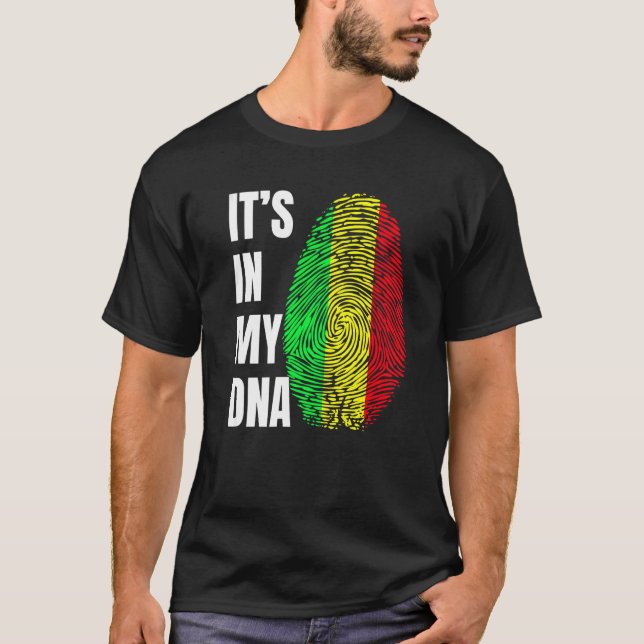 Fingerprint DNA Biometry Flagga Mali T Shirt (Framsida)
