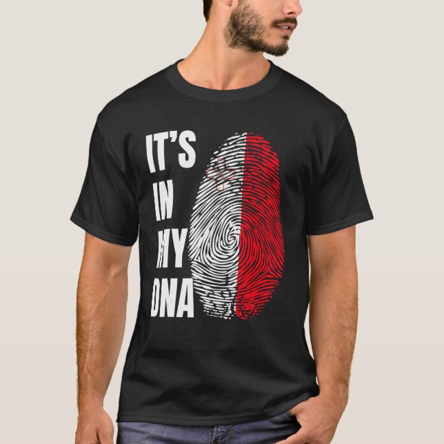 Fingerprint DNA Biometry Flagga Malta T Shirt (Framsida)