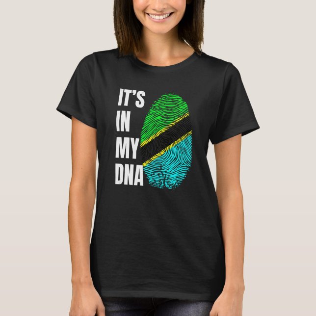 Fingerprint DNA Biometry Flagga Tanzania T Shirt (Framsida)