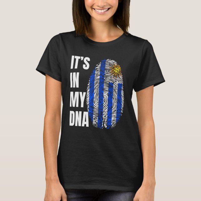 Fingerprint DNA Biometry Flagga Uruguay T Shirt (Framsida)