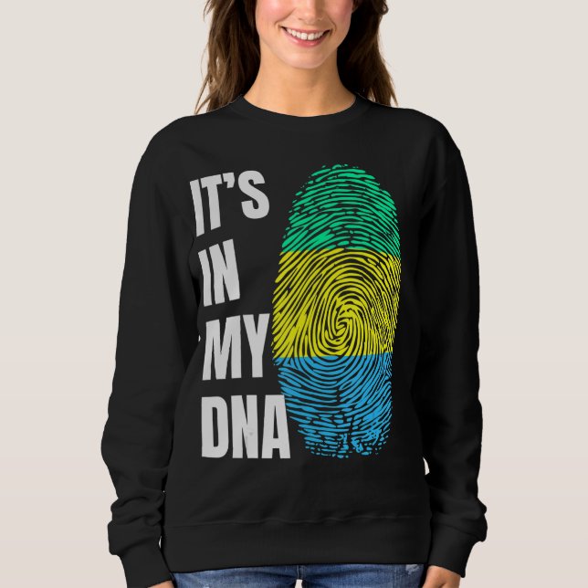 Fingerprint DNA Biometry Gabon Flagga T Shirt (Framsida)