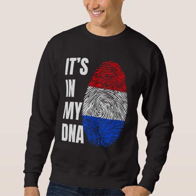 Fingerprint DNA Biometry Holland Flag Netherlands Lång Ärmad Tröja (Framsida)