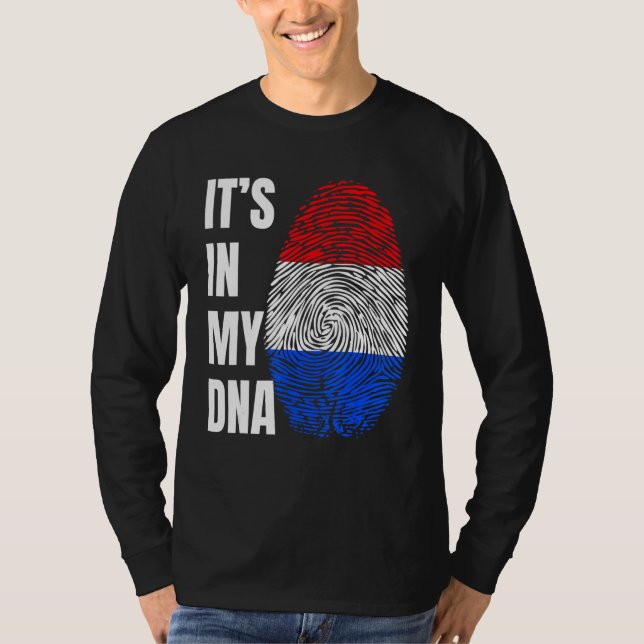 Fingerprint DNA Biometry Holland Flag Netherlands T Shirt (Framsida)