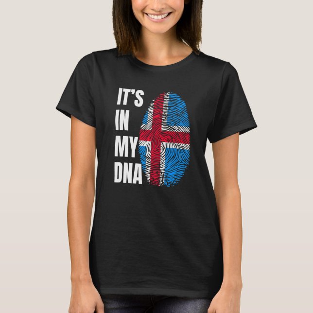 Fingerprint DNA Biometry Iceland Flag   T Shirt (Framsida)
