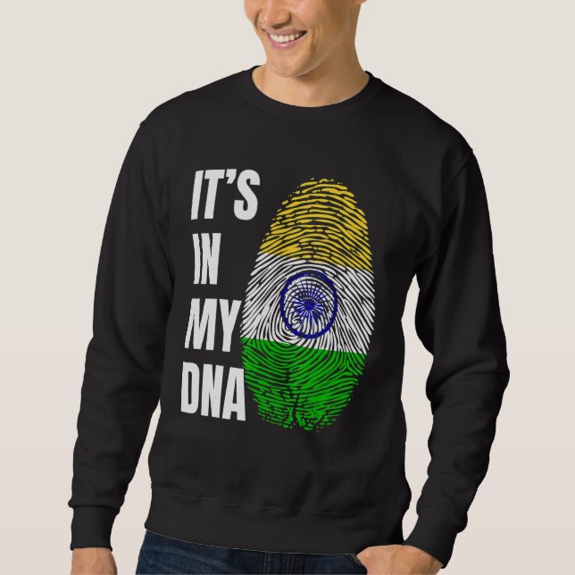 Fingerprint DNA Biometry Indian Flag India Lång Ärmad Tröja (Framsida)