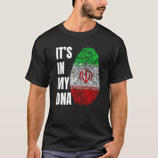 Fingerprint DNA Biometry Iranian Flag Iran   T Shirt (Framsida)
