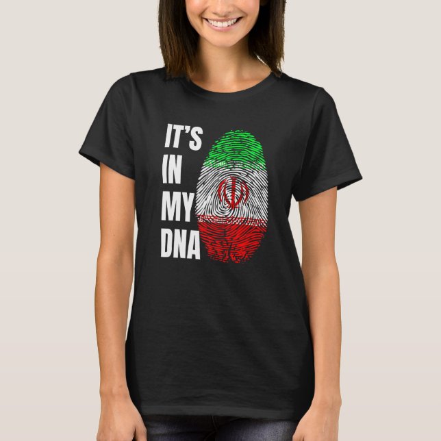 Fingerprint DNA Biometry Iranian Flag Iran   T Shirt (Framsida)