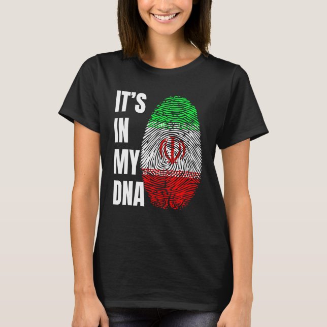 Fingerprint DNA Biometry Iranian Flagga Iran T Shirt (Framsida)