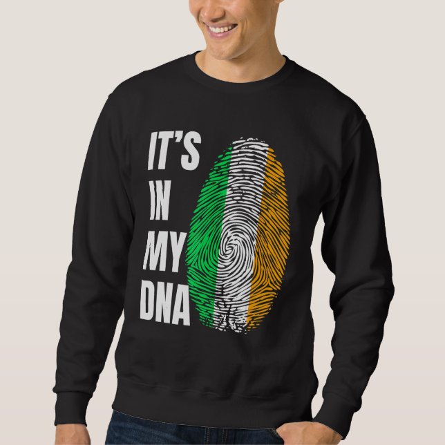 Fingerprint DNA Biometry Irish Flag Ireland Lång Ärmad Tröja (Framsida)