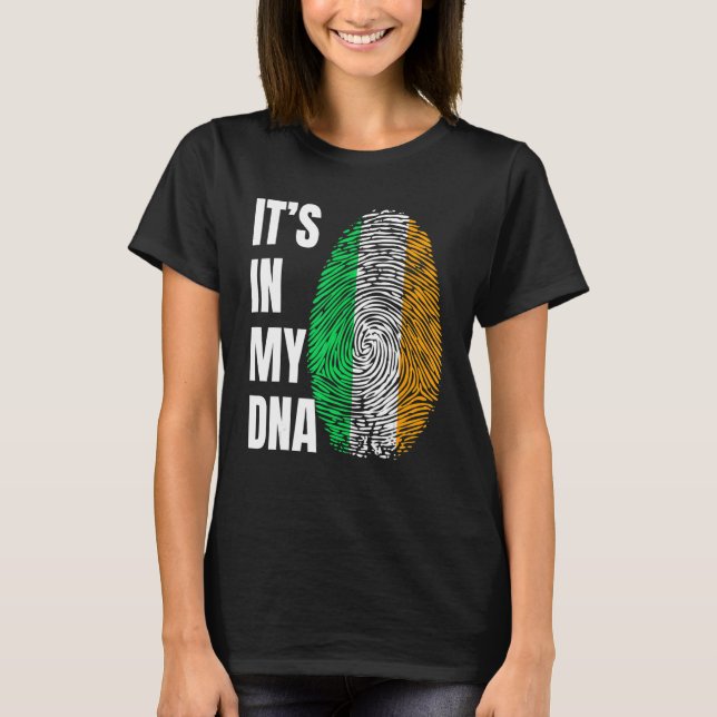 Fingerprint DNA Biometry Irish Flagga Ireland T Shirt (Framsida)