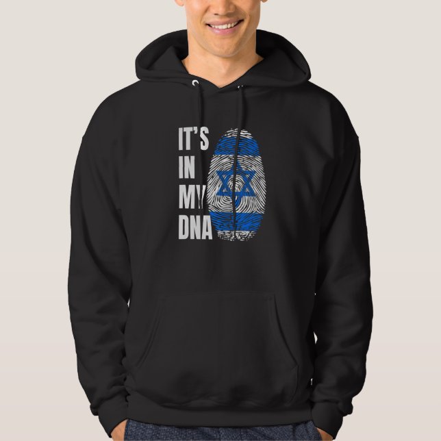 Fingerprint DNA Biometry Israel Flag Hoodie (Framsida)