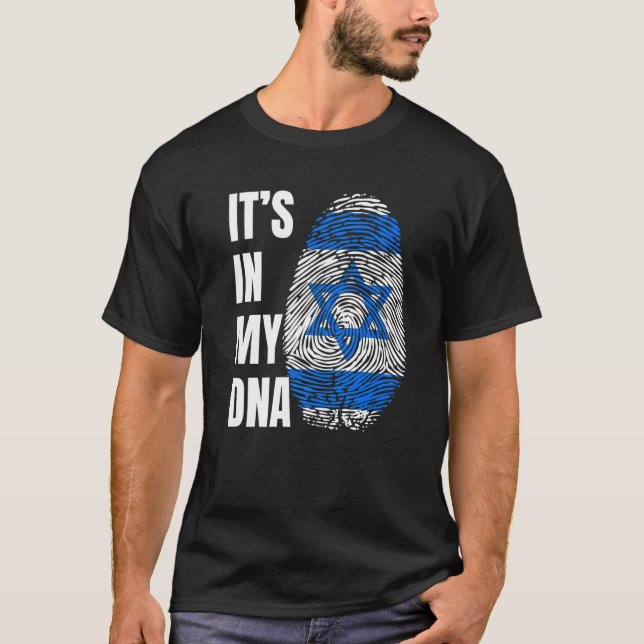 Fingerprint DNA Biometry Israel Flag T Shirt (Framsida)
