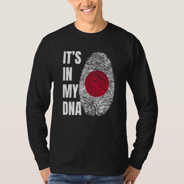 Fingerprint DNA Biometry Japanese Flag Japan T Shirt (Framsida)
