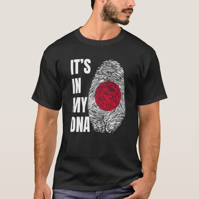 Fingerprint DNA Biometry Japanese Flag Japan T Shirt (Framsida)
